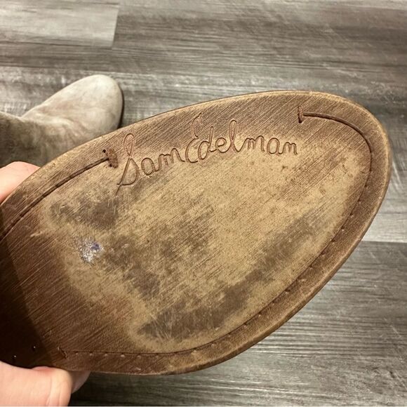 Sam Edelman Petty Ankle Boots Womens Beige Leather Side Zip Booties size 7.5 M - Picture 11 of 13